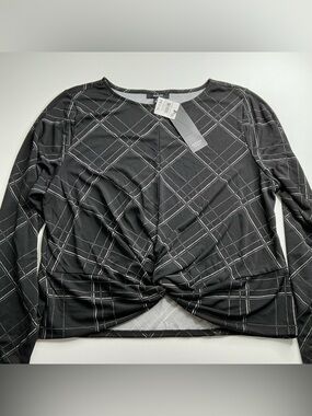 Alfani Women’s Blouse PET/XL Petite Blouse Semi Long Sleeve Lined New